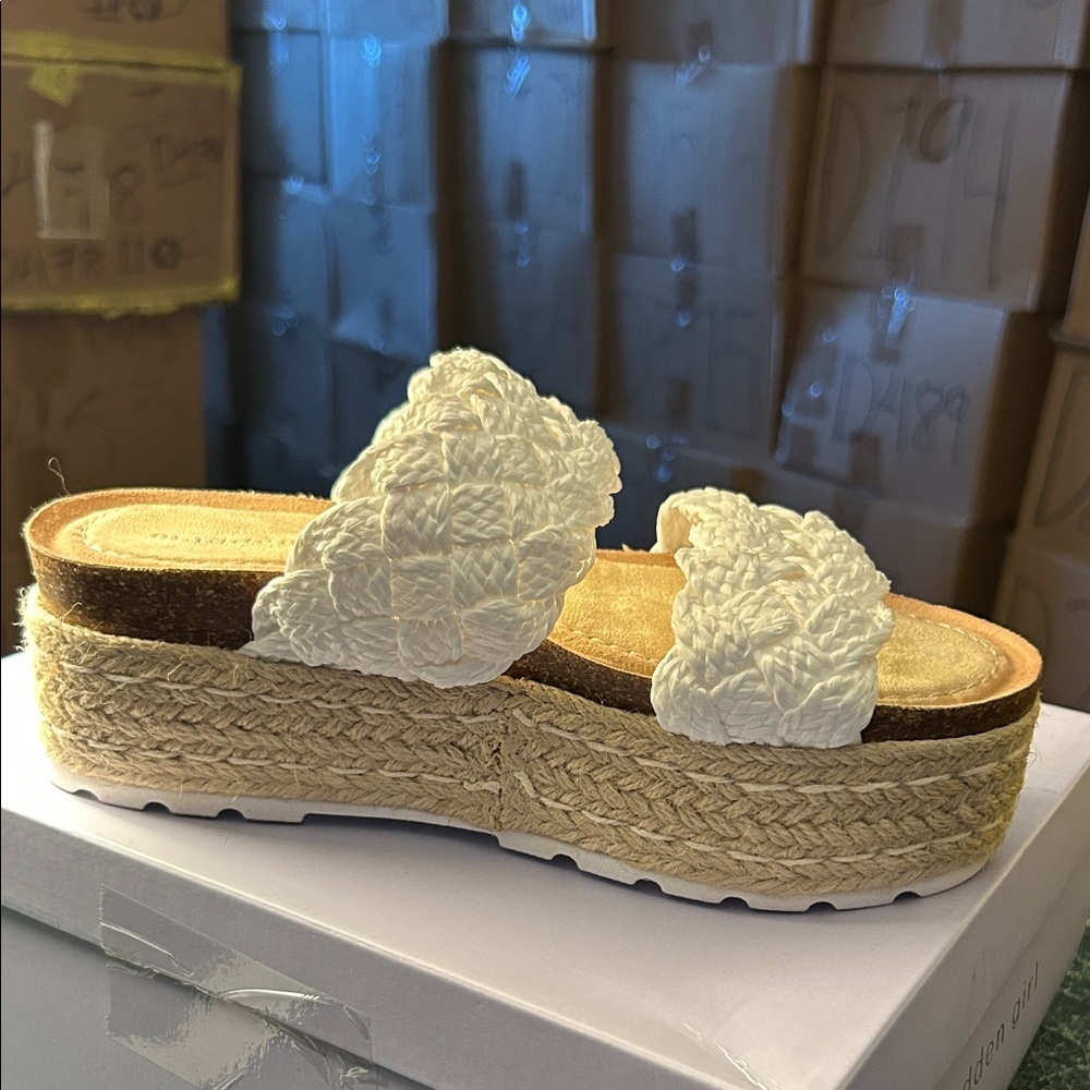Madden Girl Cream Braided Espadrille Sandals